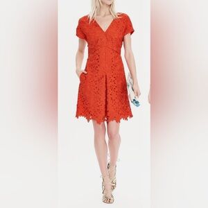 Banana Republic Vibrant Red Lace Mini Dress